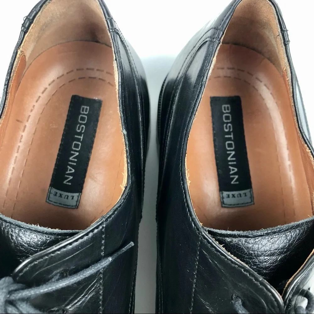 Bostonian Mens Luxe Black Leather Cap Toe Oxfords Size 11 W